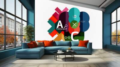 Abstract geometric option infographic banners, a b c steps process Wall mural