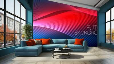 Abstract neon glowing light in the dark with waves. Shiny magic energy and motion concept, vector abstract wallpaper background Wall mural