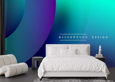 Abstract overlapping lines and circles geometric background with gradient colors Wall mural