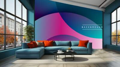 Abstract overlapping lines and circles geometric background with gradient colors Wall mural