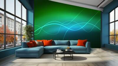 Abstract shiny glowinng color wave design element on dark background - science or technology concept Wall mural