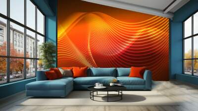 Abstract shiny glowinng color wave design element on dark background - science or technology concept Wall mural