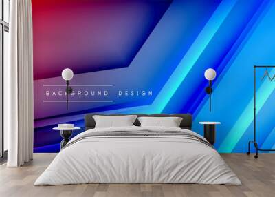 Arrow lines, technology digital template with shadows and lights on gradient background. Trendy simple fluid color gradient abstract background with dynamic straight shadow lines effect Wall mural