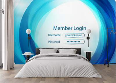 Blue swirl login page Wall mural