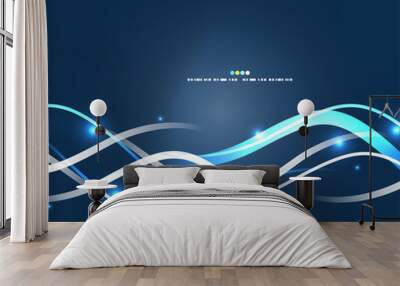 Blue wave shape Wall mural