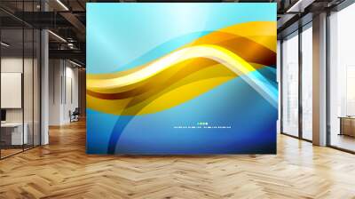 Blue wave shape Wall mural