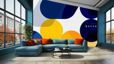 color bubbles and rounded geometric shapes on white. vector geometric minimal abstract background fo Wall mural