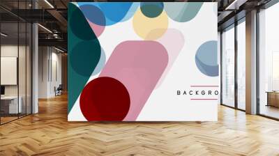 Color bubbles and rounded geometric shapes on white. Vector geometric minimal abstract background for wallpaper, banner, background, landing page Wall mural