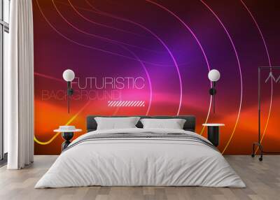 Color shiny neon lights background with abstract lines Wall mural