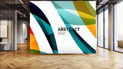 Colorful wave lines abstract background, color line for business or techno presentation Wall mural