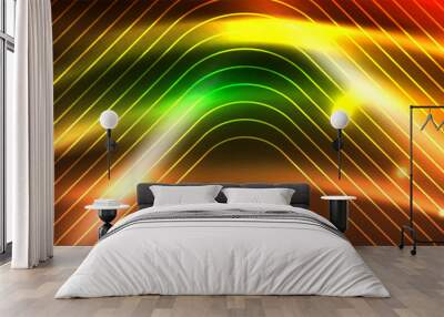 Dark background with neon glowing elements, shiny motion concept Wall mural