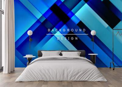 Dynamic lines on fluid color gradient. Trendy geometric abstract background for your text, logo or graphics Wall mural