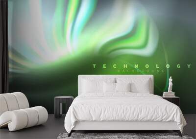 Fluid color swirls on black. Modern background with trendy design Wall mural