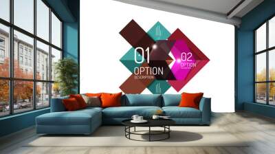 Geometric abstract composition with text and options Wall mural