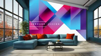 Geometric background with squares, triangles, circles. Shapes harmoniously interact, creating visually striking design for digital designs, presentations, website banners, social media posts Wall mural