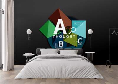 Geometric infographic banner, paper info diagram created with color shapes Wall mural