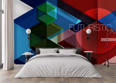 Geometric triangle and hexagon abstract background, vector illustration Wall mural