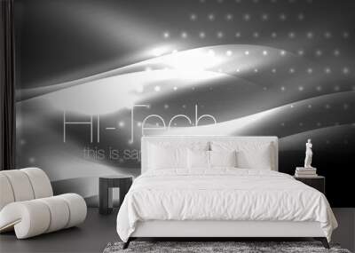 Glittering neon glowin wave, techno modern art abstract background, magical shiny template Wall mural