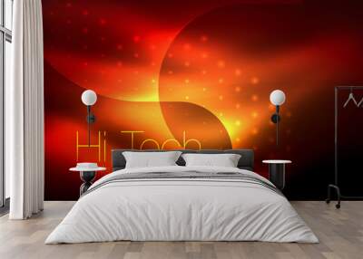 Glittering neon glowin wave, techno modern art abstract background, magical shiny template Wall mural