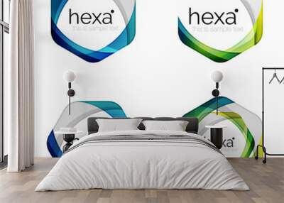 Hexagon vector logo icon templates Wall mural