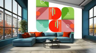 Infographics option and step by step in rounded squares, element of chart, graph, diagram with options, parts, processes Wall mural