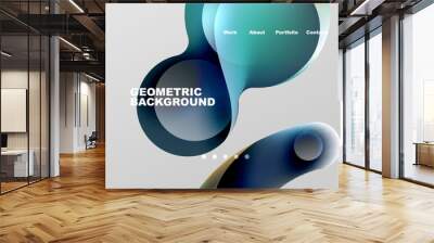 Landing page abstract liquid background. Flowing shapes, round design and circle. Web page for website or mobile app wallpaper Wall mural