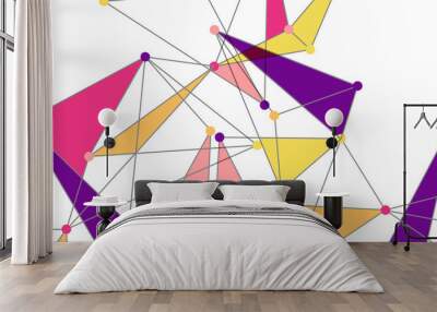 Line points connections, triangular technology design. Abstract geometric background Wall mural