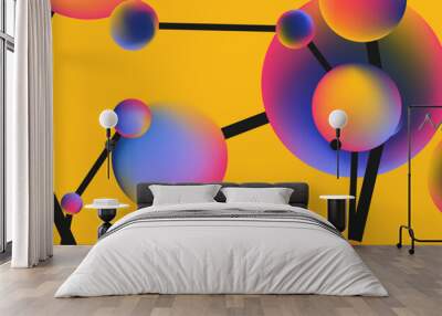 Line points connections geometric abstract background Wall mural