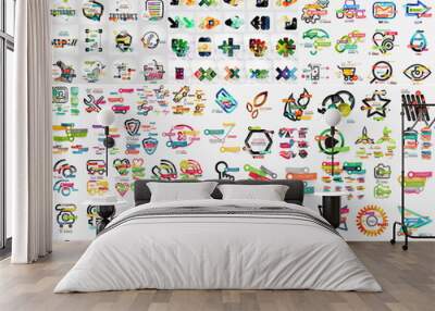 Mega collection of abstract shapes infographics Wall mural