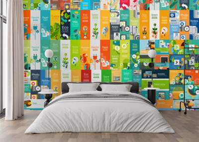 mega collection of flat web infographic concepts Wall mural