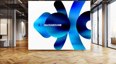 Metallic shiny geometric surfaces, round shapes and circles. Digital web futuristic template for wallpaper, banner, background, card, book Illustration, landing page Wall mural