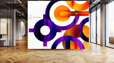 Minimal geometric abstract background. Circle, line and round shapes design. Trendy techno business template for wallpaper, banner, background or landing Wall mural