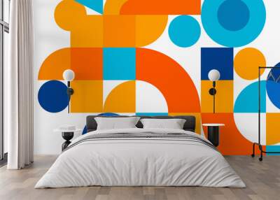 minimal geometric abstract background. circle square and triangle design. trendy techno business tem Wall mural