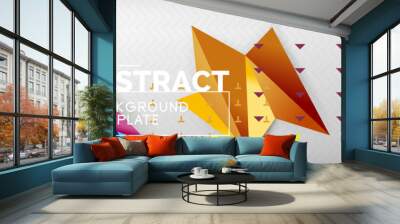 Mosaic triangular 3d shapes composition, geometric modern background. Triangles and polygons design Wall mural