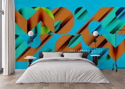 Neo memphis geometric pattern with circles, squares and lines. Pop art abstract background for covers, banners, flyers and posters and other templates Wall mural