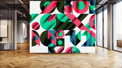 Neo memphis geometric pattern with circles, squares and lines. Pop art abstract background for covers, banners, flyers and posters and other templates Wall mural