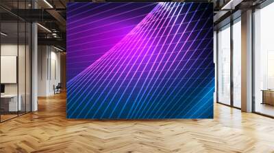 Neon blue glowing lines, magic energy space light concept, abstract background wallpaper design Wall mural