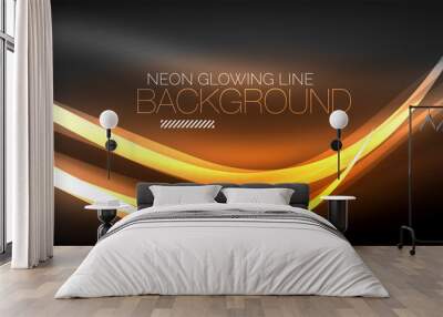 Neon elegant smooth wave lines digital abstract background Wall mural