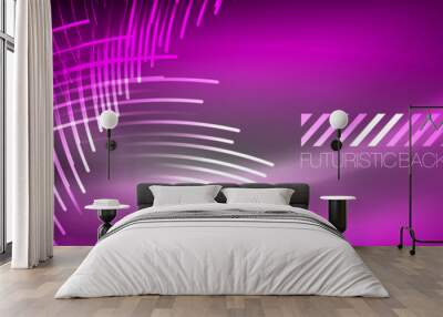 Neon glowing lines, magic energy and light motion background. Vector wallpaper template Wall mural