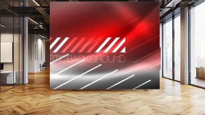 Neon glowing lines, magic energy and light motion background. Vector wallpaper template Wall mural