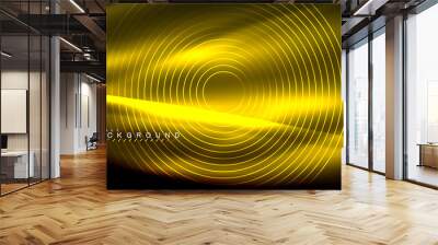 Neon glowing lines, magic energy space light concept, abstract background wallpaper design Wall mural