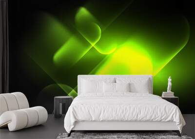 Neon glowing techno lines, hi-tech futuristic abstract background template Wall mural