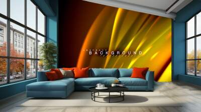 Neon glowing wave, magic energy and light motion background. Vector wallpaper template Wall mural