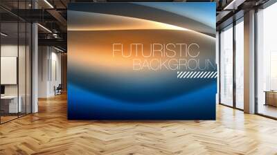 Neon glowing wave, magic energy and light motion background Wall mural