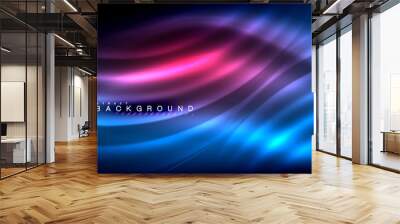 neon glowing wave, magic energy and light motion background Wall mural