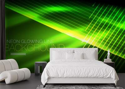 Neon green smooth wave digital abstract background Wall mural