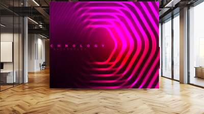 Neon shiny hexagons abstract background, technology energy space light concept, abstract background wallpaper desig Wall mural