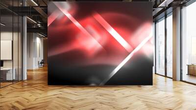 Neon square and line lights on dark background with blurred effects Wall mural