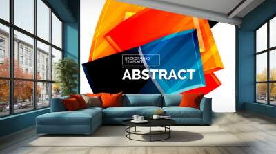 Round 3d shapes, plates background. Creative composition design template Wall mural