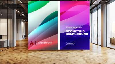 Set of trendy simple fluid color gradient abstract backgrounds with dynamic wave line effect. Vector Illustrations For Wallpapers, Banners, Backgrounds, Cards, Book Illustrations, landing pages Wall mural